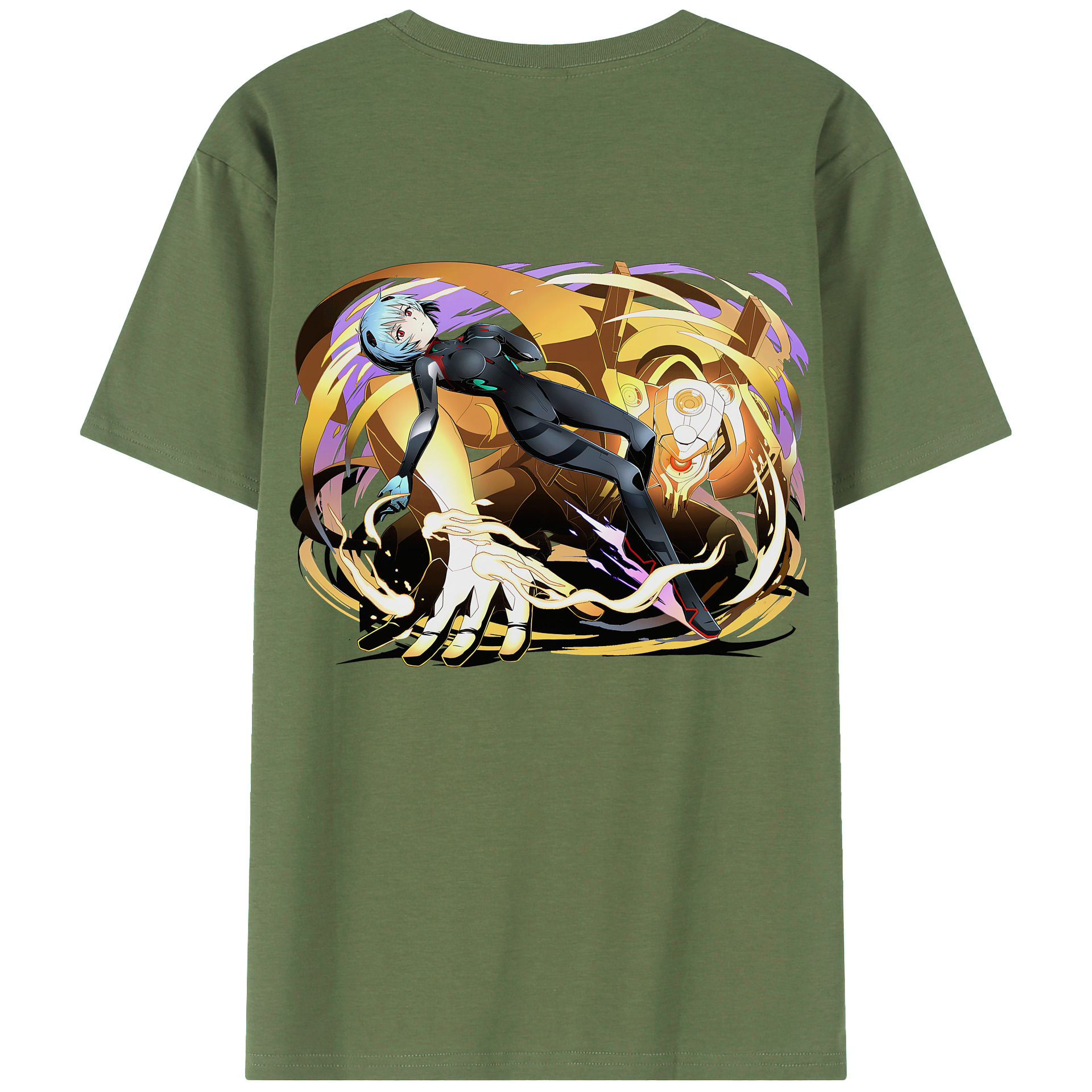 （画像用） EVA 新世紀エヴァンゲリオン 綿100％ メンズ半袖Tシャツ（バックプリント） 通気性